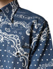 Dolce & Gabbana Blue White Bandana Print Cotton Casual Shirt