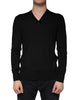 Dolce & Gabbana Black Embellished V-neck Pullover Sweater