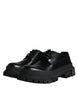 Dolce & Gabbana Black Leather Lace Up Trekking Dress Shoes