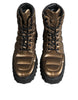 Dolce & Gabbana Bronze Padded Mid Calf Lace Up Boots Shoes