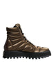 Dolce & Gabbana Bronze Padded Mid Calf Lace Up Boots Shoes
