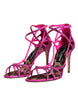Dolce & Gabbana Pink Strass Ankle Strap Heels Sandals Shoes