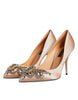 Dolce & Gabbana Beige Satin Crystal High Heels Pumps Shoes