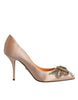 Dolce & Gabbana Beige Satin Crystal High Heels Pumps Shoes