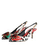 Dolce & Gabbana Multicolor Leather Crystal Heels Slingback Shoes