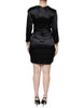 Emporio Armani Black Satin Long Sleeves Wrap Sheath Mini Dress