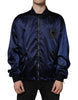 Dolce & Gabbana Blue Crown Heart Full Zip Men Bomber Jacket