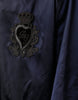Dolce & Gabbana Blue Crown Heart Full Zip Men Bomber Jacket