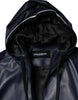 Dolce & Gabbana Blue Leather Full Zip Hooded Bomber Jacket