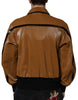 Dolce & Gabbana Brown Leather Full Zip Men Bomber Jacket