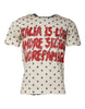 Dolce & Gabbana Beige Graphic Print Polka Dot Cotton T-shirt