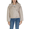 Vila Clothes Beige Artificial Leather Jackets & Coat