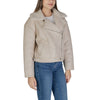 Vila Clothes Beige Artificial Leather Jackets & Coat