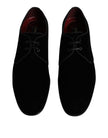 Dolce & Gabbana Black Velvet Leather Lace Up Derby Shoes