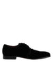 Dolce & Gabbana Black Velvet Leather Lace Up Derby Shoes