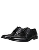 Dolce & Gabbana Black Leather Lace Up Men Derby Formal Shoes