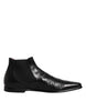 Dolce & Gabbana Black Leather Chelsea Men Ankle Boots Shoes