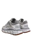 Versace White Trigreca Barocco Print Low Top Sneakers Shoes