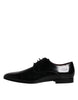 Dolce & Gabbana Black Leather Lace Up Men Derby Formal Shoes