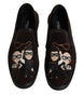 Dolce & Gabbana Brown Suede DG Family Slip On Flats Shoes