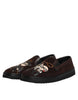 Dolce & Gabbana Brown Suede DG Family Slip On Flats Shoes