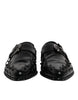 Dolce & Gabbana Black Embellished Derby Monk Strap Shoes