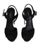 Dolce & Gabbana Black Mirror Heels Platform Sandals Shoes