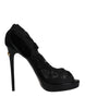 Dolce & Gabbana Black Stretch Taormina Lace Boots Shoes