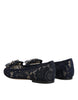 Dolce & Gabbana Blue Taormina Lace Crystals Flats Shoes