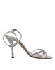 Dolce & Gabbana Silver Crystal Ankle Strap Sandals Shoes
