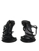 Dolce & Gabbana Black Leather High Heels Keira Sandals Shoes
