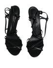 Dolce & Gabbana Black Leather High Heels Keira Sandals Shoes