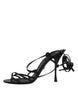 Dolce & Gabbana Black Leather High Heels Keira Sandals Shoes