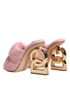 Dolce & Gabbana Pink Quilted DG Heel Slide Sandals Shoes