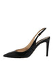 Dolce & Gabbana Black Leather High Heels Slingbacks Shoes