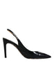 Dolce & Gabbana Black Leather High Heels Slingbacks Shoes