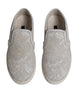 Dolce & Gabbana White Floral Lace Slip On Loafers Shoes