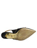 Dolce & Gabbana Black Leather Faux Pearls Slingbacks Shoes