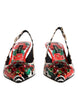 Dolce & Gabbana Multicolor Leather Crystal Heels Slingback Shoes