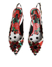 Dolce & Gabbana Multicolor Leather Crystal Heels Slingback Shoes