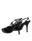 Dolce & Gabbana Black Brown Lace High Heels Slingback Shoes