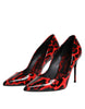 Dolce & Gabbana Red Leopard Leather Stiletto High Heels Pumps Shoes