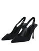 Dolce & Gabbana Black Embellished Charmeuse Slingback Shoes