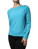 Boutique Moschino Blue Round Neckline Long Sleeves Blouse Top