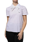 Valentino White Cotton Short Sleeves Collared Blouse Top