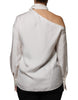 Brunello Cucinelli Beige Silk Ascot Collared Long Sleeves Top