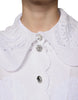 Dolce & Gabbana White Cotton Lace Trim Collared Blouse Top