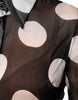 Dolce & Gabbana Black White Polka Dots Silk Long Sleeves Top