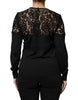 Dolce & Gabbana Black Floral Lace Silk Pullover Blouse Top