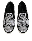 Dolce & Gabbana Black Embellished London Men Slip On Shoes